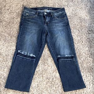 ARTICLES OF SOCIETY DARK WASH JEANS WITH DISTRESSED ENDS SIZE 26